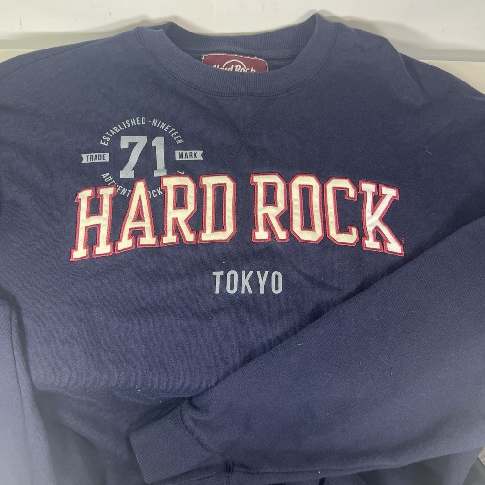 Hard Rock Tokyo Sweatshirt Adult Large Blue Stitched Logo Long Sleeve Pullover